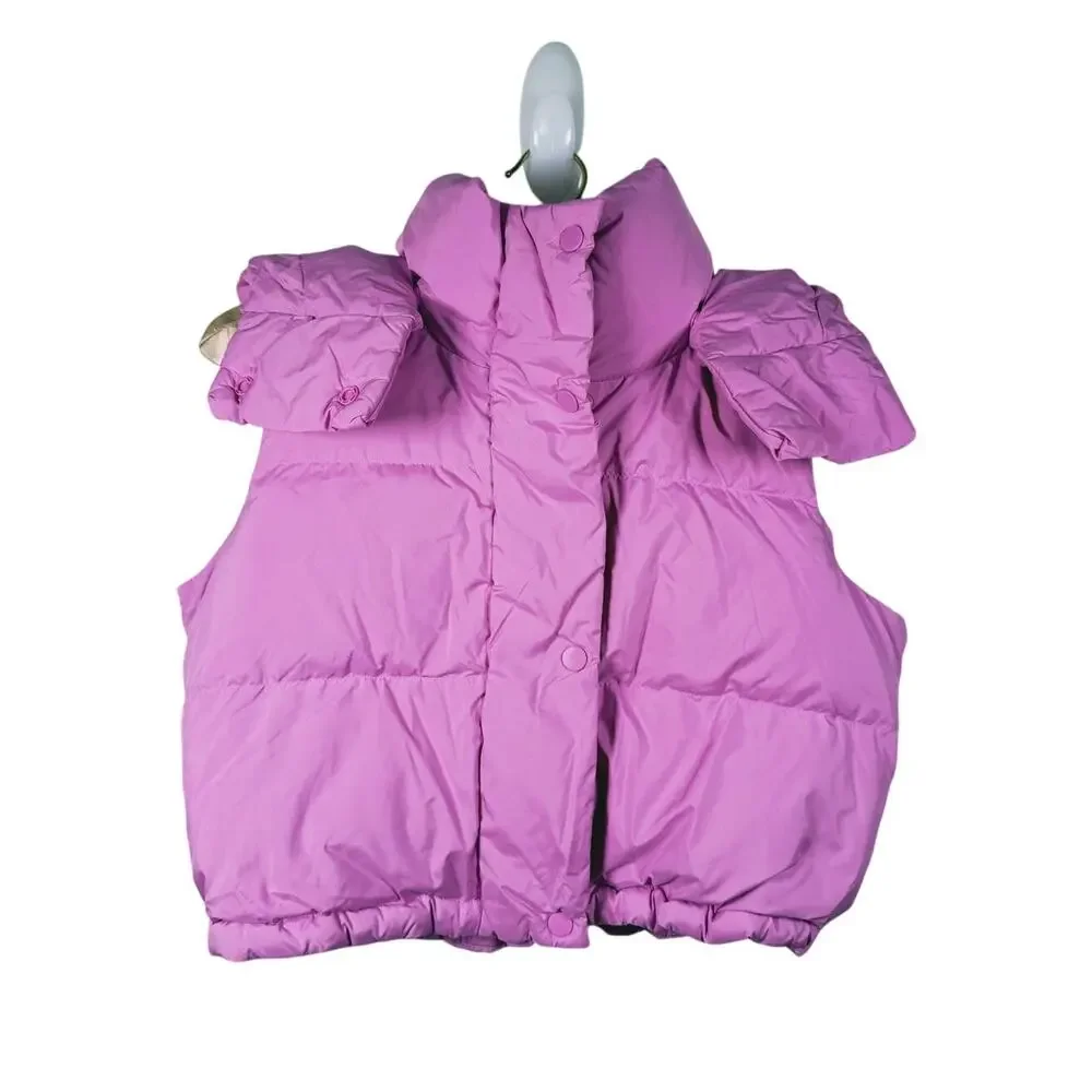 Lululemon Wunder Puff Super Cropped Vest Hooded Size 0 Dahlia Mauve Pink Outdoor